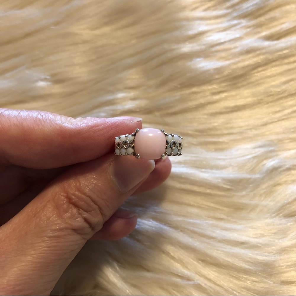 Sterling silver ring with pink and white opals size 7.25 - Picture 5 of 9